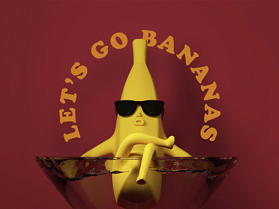Lets Go Bananas 3d banana c4d cinema4d icon illustration letsgobananas