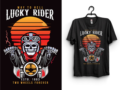 Way to Hell - Lucky Rider T shirt Design race skull t shirt tshirt tshirtdesign vector