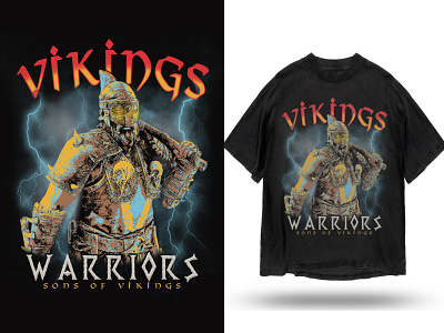 Vikings Warrior - Sons of Vikings T shirt branding customdesign design graphic design illustration logo merchandise merchdesign screenprinting tshirt tshirtdesign ui vector viking vikings vikingstshirt warriors