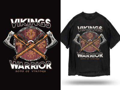 Vikings Warrior - Sons of Vikings branding customdesign design graphic design illustration merchandise screenprinting shield tshirt tshirtdesign vector viking vikinglife vikings vikingstshirt warrior