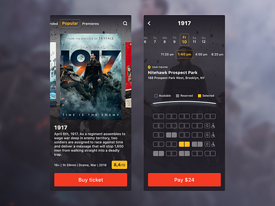 Movie Theatre App app concept design mobile theatre ui