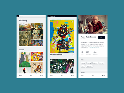 Pablo app art artist concept design feed mobile picasso ui