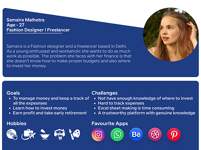User Persona - Finance Management App app design finance graphic design interface persona ui uiux userinterface userpersona ux
