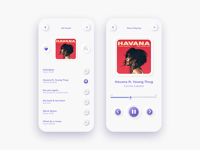 Music UI - Neumorphism appdesign design interface music musicapp neumorphism trendingui ui uiux userinterface ux