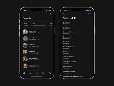 Search Filters dark mode filters ios mobile app results search ui ui design ux design