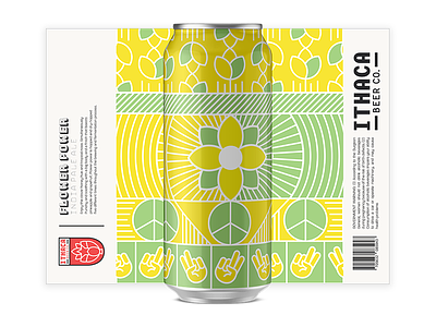WIP Flower Power IPA can beer branding illustration