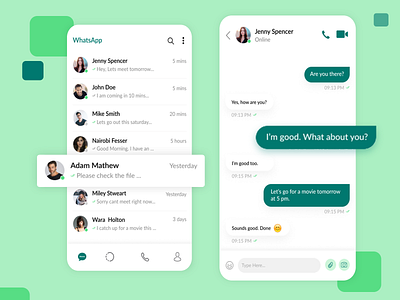 Whatsapp- Light Theme chat chat app chat box chat ui light theme mobile app mobile app design socialmedia ui ui design whatsapp