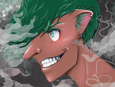 Зеленый гоблин beautiful eyes character goblin green illustration smoke