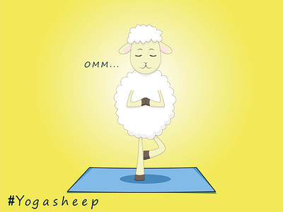 Yoga Sheep adobe illustrator cartoon character design graphic design healthy life icon illustration logo sheep vector vector sheep yoga