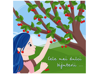 Sweet cherries adobe illustrator cherry girl cherry tree design girl graphic design icon illustration logo sweet sweet cherries sweet cherry tree vector