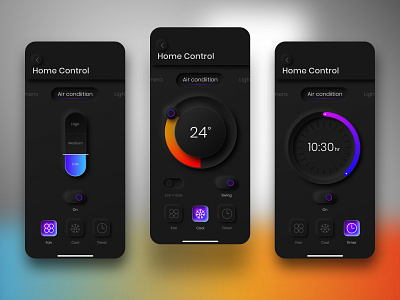 Home Control App - Neumorphism Ui air condition app design control panel controls home home control mobile mobile app mobile design mobile ui neumorph neumorphism ui ui design user experience user interface design