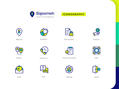 Bajoomeh - Iconography set app icons brand design branding colour palette creativity icon design icon set iconography icons illustrator sketchapp ui design user interface