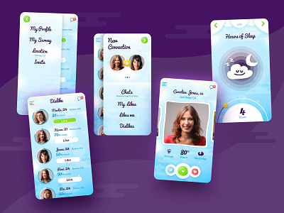 Dating App - According to your sleeping habit app design icon illustrator interaction design photoshop survey user experience user interface user interface design
