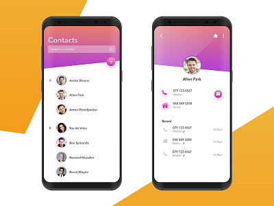 Contact View android app contacts galaxy s8 ui ux