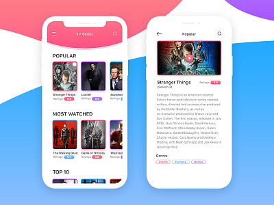 Tv Series App android app ios iphonex series stranger things tv ui ux