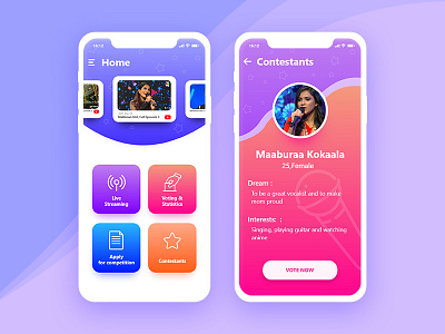 Singing Competition App Concept android app competition concept design idol ios iphone iphonex ui ux