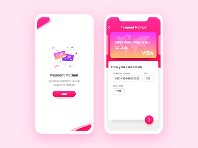Wallet App android app card credit design ios pink purple ui ux visa wallet