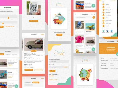 Toy swapping app android app design ios sell swap toys ui ux