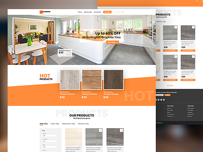 E-commerce web for tiles black design graphic interface orange tiles ui ux web