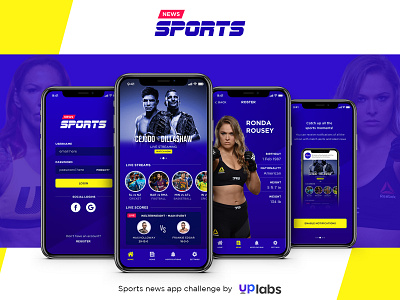 Sports news app challenge adobexd app design ios iphonex logo news sports ui ux