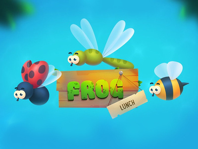 Frog lunch character game illustration