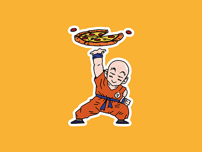 Destructo Pepperoni Disk badpie dragonball fastfood food graphic design illustration krillin pepperoni pizza slice sticker