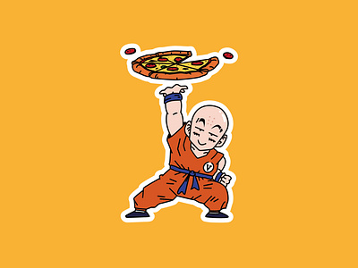 Destructo Pepperoni Disk badpie dragonball fastfood food graphic design illustration krillin pepperoni pizza slice sticker