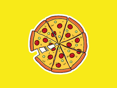 Hot pepperoni pie badpie design fastfood food graphic design hot illustration jalapeño pepperoni pizza sticker