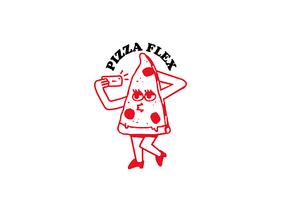 Lady flex pie badpie character design fastfood food graphic design illustration pepperoni pizza slice sticker