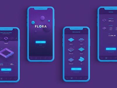 Flora App app isometric mobile purple ui ui ux ux ux design