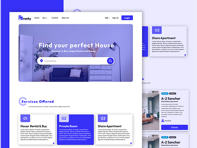 A House and Room Rental Website UI Design for a Company