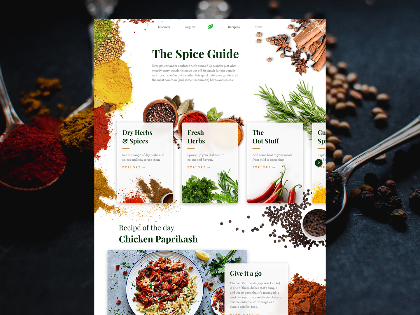 The Spice Guide site by Nat on Dribbble