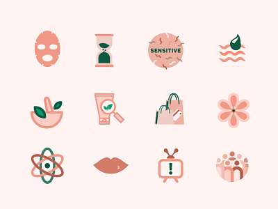 Skincare Icons beauty branding clean coral cureltyfreebeauty feminine green health icons illustrator pink skincare skincareshop