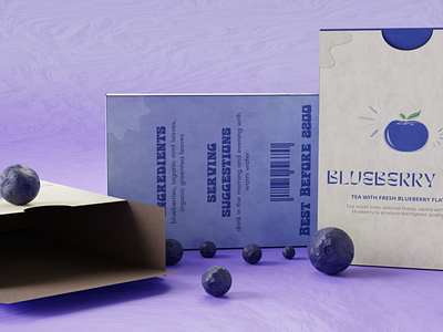 Blueberry Packaging Model & Render From AI Dielines Design