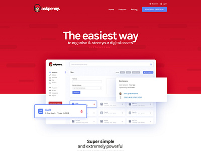 AskPenny.co agency app askpenny blue dashboard freelancer penny red saas signup storage ui webapp