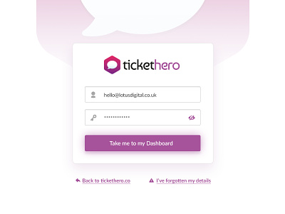 App Login UI - TicketHero.co app branding interface login logo purple saas support ticket ui webapp