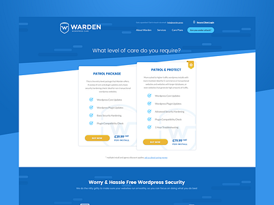 Wordpress Security by Warden blue branding design interface service ui web website wordpress yellow