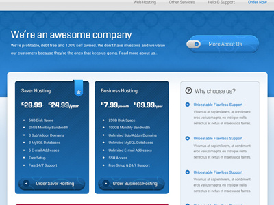 We're an awesome company button design header hosting ui website