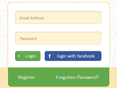 Login/Register Area button facebook form ui