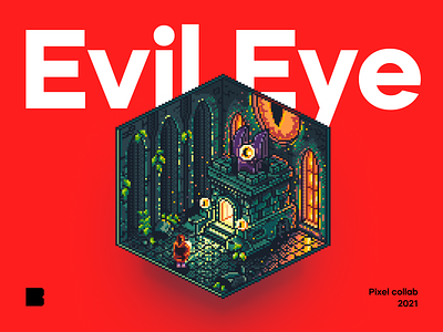 Evil Eye cat evil eye green illustration numicor pixel pixelart plants red sketch stone window