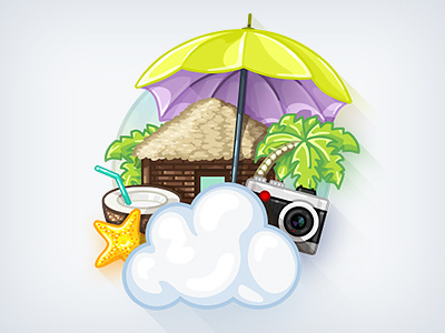 Shared Folders Illustration #3 camera cloud cocktail icon icons illustration palm shared sharing umbrella