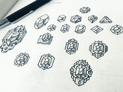 Badge Sketches achievements awards badge gems gemstone jewel sketch