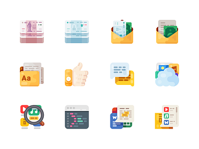 Medium-Sized Icons, part 5 cash chat cloud code file hand icon illustration letter money search