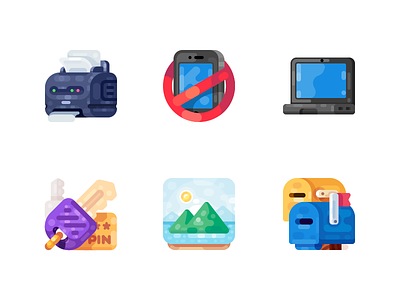 Medium-Sized Icons, part 10 computer icon illustration image key laptop mail mailbox notebook picture pin printer