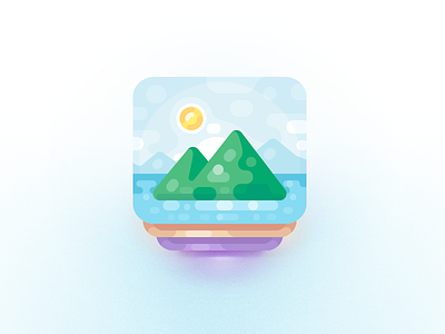Photo Themes Icon clouds design green icon illustration mountain numicor ocean pile sun water