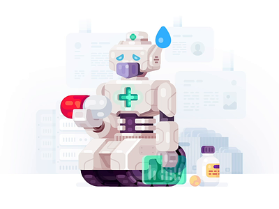 Robo Mascot for VseApteki error health illustration mascot pill problem robot sad wtf