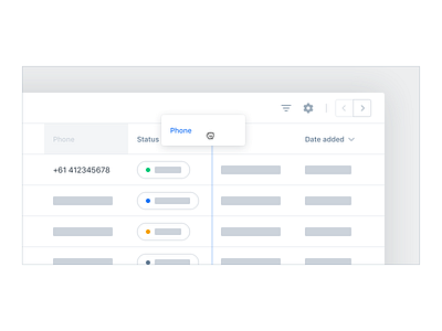 Data Table UX/UI – Column Order app crm data table ui user experience user interface ux web app