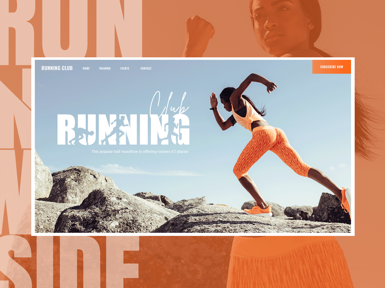 Running Crew clean colorful design fitness landing landing page modern running running club sport theme ui ux web wordpress