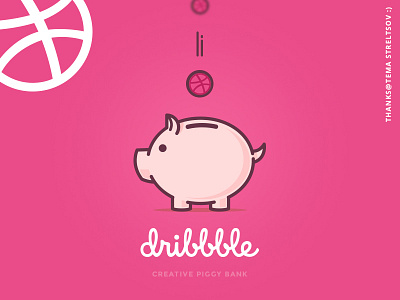 Hello Dribbble! debut dribbble first shot funny piggy pink