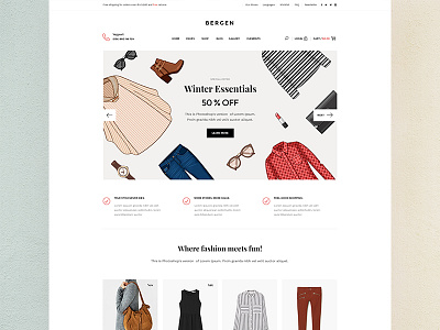 Shop landing page clean fashion modern shop website woocommerce